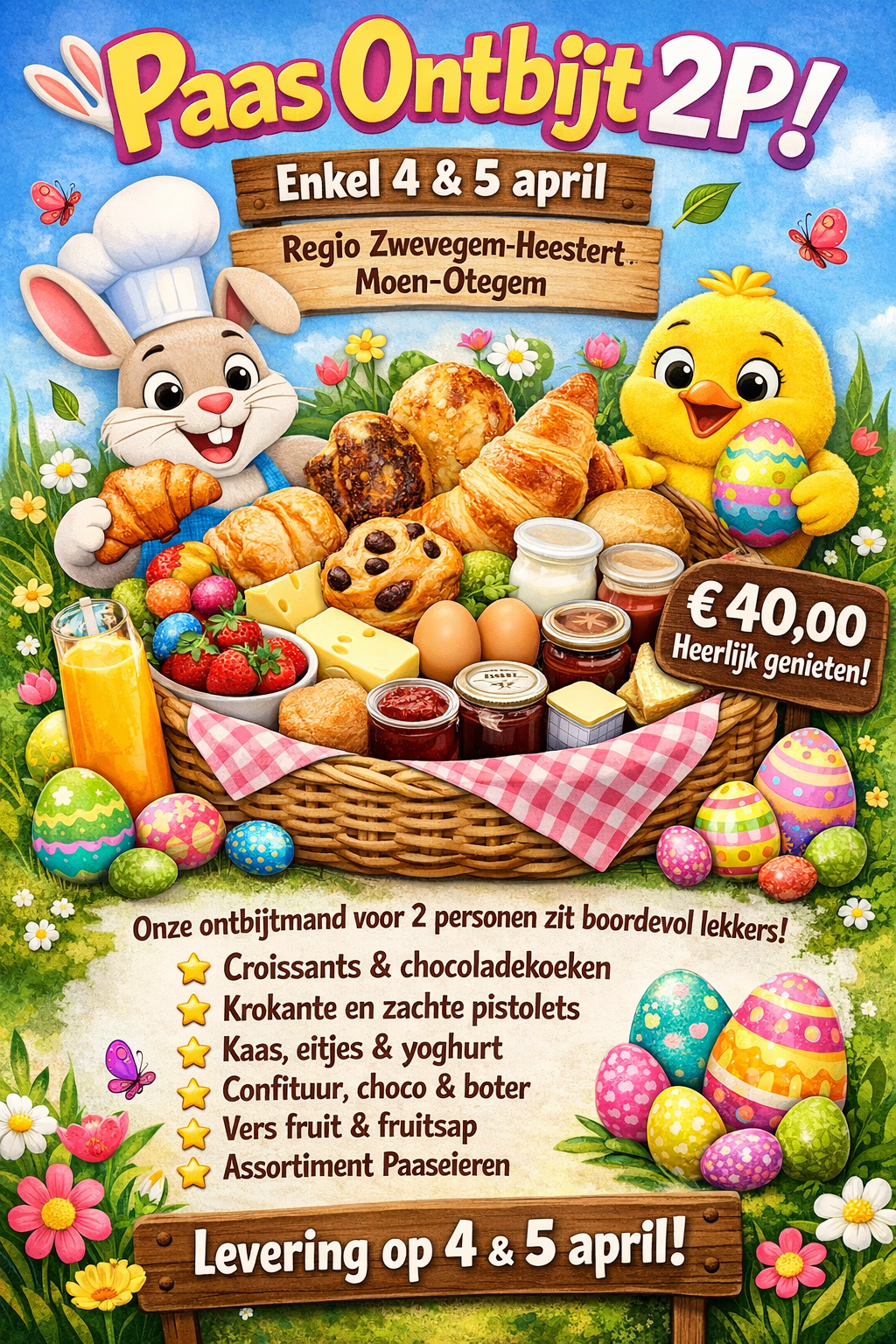 Paas Ontbijt 2P enkel 4&5 april Regio zwevegem-heestert-moen-otegem